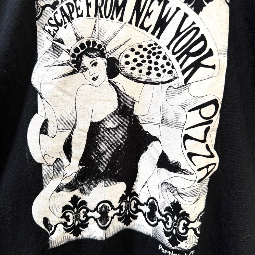 Escape from New York Pizza-  Portland, Oregon Black Graphic Tee - Picture 2 of 5